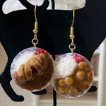 ミニチュア　カツカレーとカレーライスのピアス