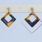 べっ甲 しかく【樹脂ノンホール】【ピアス】