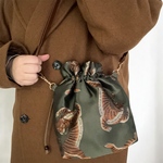 虎柄（カーキー）巾着ショルダーバッグ 