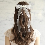 ♥️200【 パール ＆ クリーム 】のポニーフック  ヘアリボン ヘアアクセサリー