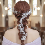 ♥️800  【ゴールド/シルバー】パール フラワー  ヘッドドレス  /  ブライダル バックカチューシャ  成人式 結婚式 小枝 ヘッドアクセサリー