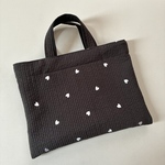 レッスンバッグ（ハート刺繍ブラックヌビ）ヌビバッグ