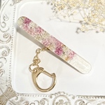 キークリップ　かすみ草　ピンク系　レジン