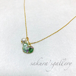 green heart ネックレス 14KGP