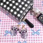 シーズーちゃん笑顔のファスナーチャーム//両面プリント立体チャーム/アクリル/ファスナーチャーム、コインケース