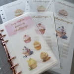 数量限定！A6バインダー 貯金リフィル　savings challenge  カップケーキ　トレーシングペーパー