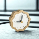 Sablé Clock｜石のような質感の置き時計｜ラテブラウン|  