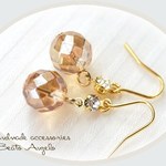 +angelo+天然石クリスタルとラインストーンのピアス(p-101)シャンパン G ★高品質