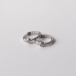 【Silver925】蔦モチーフ フープピアス｜Mini Ivy Line・一粒CZ・華奢・小ぶり・極小｜シルバー