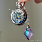 魔法使いの夜 満月と三日月の懐中時計｜蓄光 月モチーフ 宇宙レジン ハンドメイド