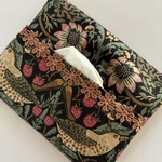 ウィリアムモリス「いちご泥棒」黒×緑使用ポケットティッシュペーパーカバー