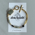 【bracelet】天然石ブレスレット ラブラドライト ビーズブレスレット チェーンブレスレット ステンレス