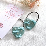 ＊love ribbon＊ リボン&お花ハートヘアゴム　2個組
