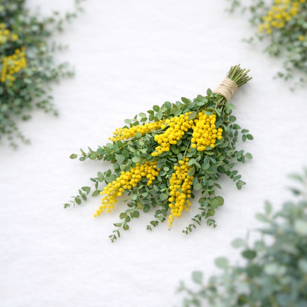fdl ミモザとユーカリのナチュラルスワッグ ドライフラワー ボタニカル