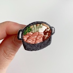 すき焼き 手刺繍ブローチ