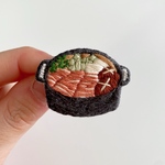 すき焼き 手刺繍ブローチ