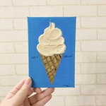 原画『ソフトクリーム』15㎝×10㎝　絵画/アクリル画/テクスチャーアート/アート/キャンバス/インテリア