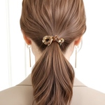 ♥️100 ゴールドとアクリルチェーン ヘアゴム　べっ甲　ヘアアクセサリー