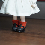 1/12サイズ【11㎝ドールサイズ】T-strap shoes（レッド×ブラック）