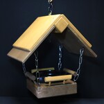 バードフィーダー　吊り下げ鎖式 　大サイズ　 ライトオーク＆ウォルナット色♪