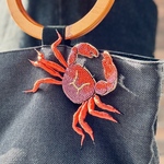 【ビーズ刺繍】赤ガニのブローチ　蟹　カニ