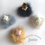 再入荷♡大理石風ビーズandファーのピアス