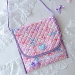 【miさまオーダー品】園指定サイズキルティングポシェット🎀ピンクリボン🎀