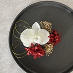 【お色変更可能】✿胡蝶蘭と紫陽花、かすみ草の髪飾り（赤白）✿ 結婚式　ブライダル　ウエディング　卒業式　卒園式　入学式　成人式　和装　ヘアアクセ　ヘッドアクセサリー　浴衣