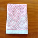 刺し子ふきん＊変わり十字花刺し＊ピンク