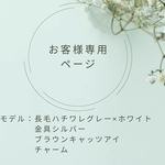 ＊お客様専用ページ＊モデル:長毛ハチワレ　グレー×ホワイト(金具シルバー、ビーズ:ブラウンキャッツアイ)チャーム