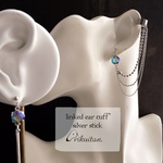 linked ear cuff   silver stick   ブラックダイヤシマー