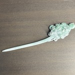 本翡翠かんざし　一点物　ミャンマー産　陽緑　牡丹　豪華　無含浸　無着色