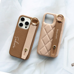 スマホケース スマホカバー iPhoneケース バンド イニシャル シンプル【レザーハードケース×レザーベルト×名入れ印刷】