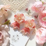 桜のロゼット風ピアス/イヤリング