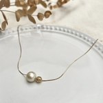 gold透かし玉×10ミリコットンパール ✧ シンプルネックレス