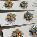 レトロアシメ‪💚‪🧡‬‪小さめ ピアス イヤリング 