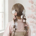 桜 髪飾り リボン ホワイト　白 ／ウェディング 結婚式 前撮り撮影 お誕生日フォト 七五三  成人式 卒業式