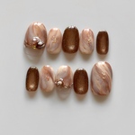 カフェオレ　ニュアンスネイルチップ　バレンタイン　淡色ネイル　