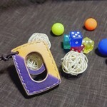 ［革のおもちゃ］レザーノッカー[紫×黄]