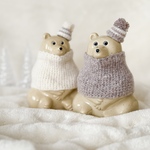 [winter]首まですっぽりもふもふニット&ポンポン帽子2点セット for しろくま貯金箱