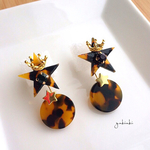べっ甲starのキラキラピアス♡