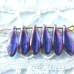 ダガー　青紫ブラウン　チェコビーズCzech Glass Beads６個