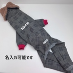 オーダー犬服 スーパーストレッチ保温起毛 チェックロンパース