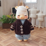 袖ライン入りカーディガン【焦茶・ベージュのライン】❤︎handmade❤︎小さな動物系ドールサイズ