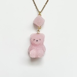 Sugar bear ✵ お砂糖になっちゃったクマさんと角砂糖のネックレス《 SAKURA PINK 》   ✨ステンレス製チェーン