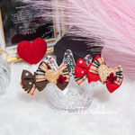 犬リボン🎀バレンタインチェックリボン🎀バレッタ❤🍫🎁