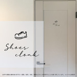 【カーシブ】 ドアステッカー 18.SHOESCLOAK シューズクローク 土間収納 筆記体 ルームサイン ステッカー ピクトサイン イラスト アイコン シンプル 小さめ インテリアステッカー