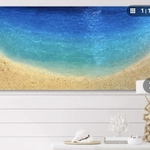 ak様専用　アートパネル ブルームーンビーチ　夜光虫　シェルと生き物達　蒼い海と砂浜 インテリアパネル　100×50cm マンタ、イルカの親子、カメペア、小魚、ジンベイ