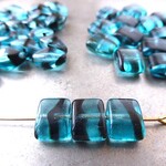 海と墨　チェコビーズCzech Glass Bead４個