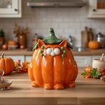 かぼちゃ猫の置物 陶器 ジャックオランタン ハロウィン